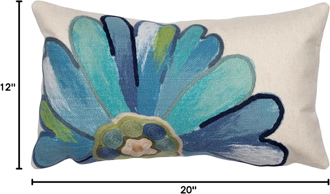 Liora Manne Visions III Daisy Indoor/Outdoor Pillow, 12"X20", Blue