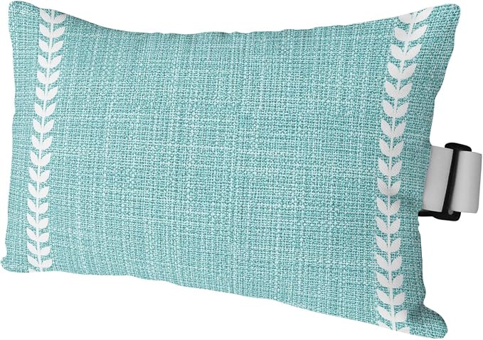 Bohemia Turquoise Outdoor Lumbar Pillow 11x16 Inch, Modern Simple White Striped Summer Waterproof Throw Pillow Covers with Insert, Decorative Chair Cushions for Patio Garden Recliner