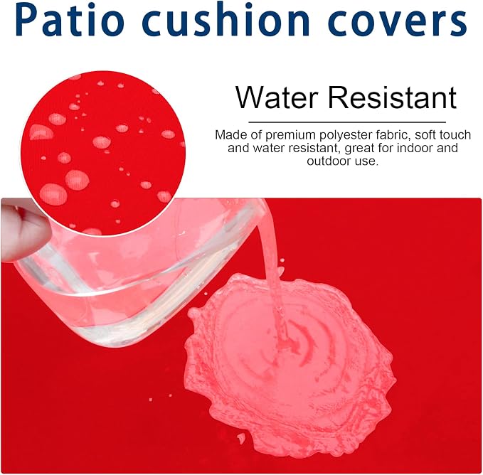 14 PCs Patio Cushion Covers for 7 PCs Outdoor Furniture Sectional Seating Sets Water Resistant Plus 2 Throw Pillows (Red, 23.6(L)*23.6(W)*4.33(T) inches)
