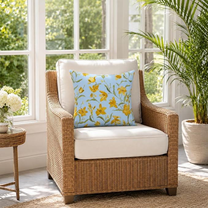 Outdoor Throw Pillows 18×18 Inch Waterproof Pillows with Inserts | Set of 2 Fade Resistant Decorative Square Pillows for Couch, Sofa and Patio Furniture