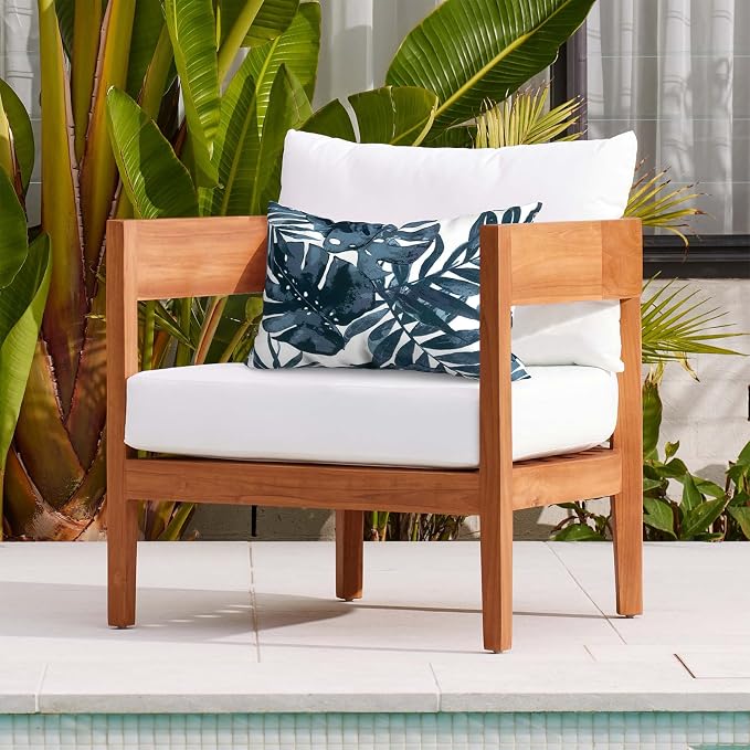 DYTXIII Pack of 2 Waterproof Outdoor Lumbar Pillow with Inserts, 12x20 in Rectangle Decorative Patio Throw Pillow for Home, Sofa,Bench and Patio Furniture, Palm Blue