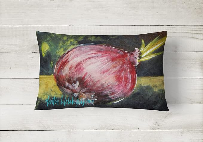 Caroline's Treasures MW1092PW1216 Vegetables - Onion One-Yun Canvas Fabric Decorative Pillow Machine Washable, Indoor Outdoor Decorative Pillow for Couch, Bed or Patio, 12HX16W