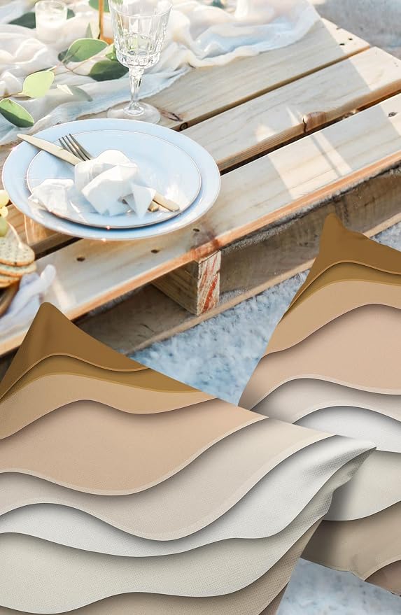 Funy Decor Waterproof Outdoor Throw Pillow Cover Brown Modern Geometric Lumbar Pillowcases Set of 2 Abstract Beach Decorative Patio Furniture Pillows for Couch Garden 26 x 26 Inches