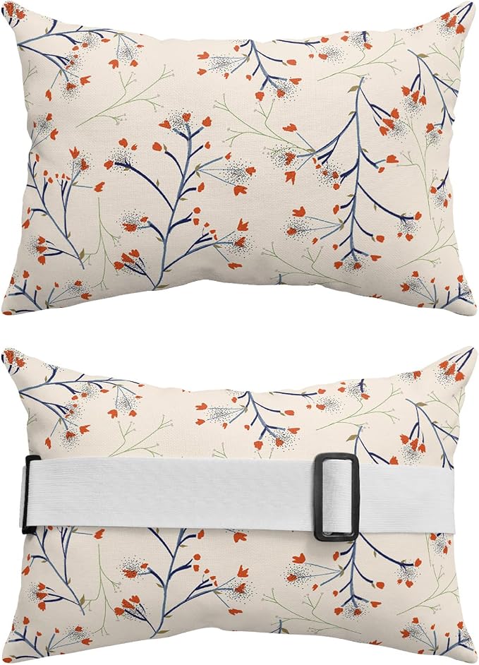 Outdoor Pillows Covers with Inserts Fall Leaves Orange Flower Rustic Country Style Waterproof Pillow with Adjustable Strap Throw Pillows for Patio Furniture Recliner Lounge Chair, 11x16 inch, 2PCS