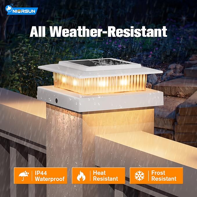 4x4 Post Solar Lights Color Changing,Solar Post Light,20 Pack White | RGB Solar Post Cap Lights for 4x4 Post Caps Wood Vinyl,5x5 Vinyl,IP44 Waterproof Fence Post Solar Lights Outdoor for Deck