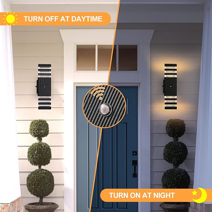 Dusk to Dawn Outdoor Light with Outlet 2 Pack, Porch Lights with Outlet | Outdoor Light with GFCI Outlet, IP65 Waterproof Anti-Rust Exterior Light Fixture for House Porch Front Door