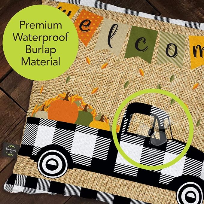 Briarwood Lane Indoor/Outdoor Pillow 17x17 Black Checkered Truck Fall Decorative for Fall Pillow