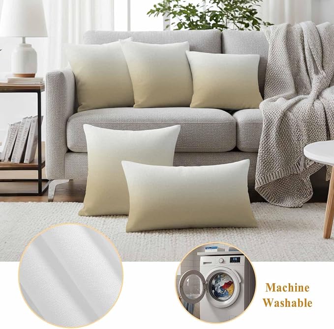 Farm Yellow Outdoor Waterproof Throw Pillow Covers Set of 2, 16"x16", Gradient Decorative Pillow Covers Outside Cushion Case for Patio Porch Garden