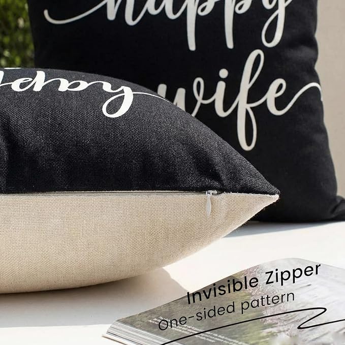 Porch Decor Black Outdoor Lumbar Pillow Covers Waterproof 12x20, Set of 2 | Front and Back Porch, Patio Furniture, Weather Resistant Outdoor Pillows, No Inserts, Welcome Sign for Front Porch