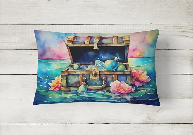 Caroline's Treasures DAC2836PW1216 Treasure Chest Throw Pillow Machine Washable, Indoor Outdoor Decorative Pillow for Couch, Bed or Patio, 12HX16W