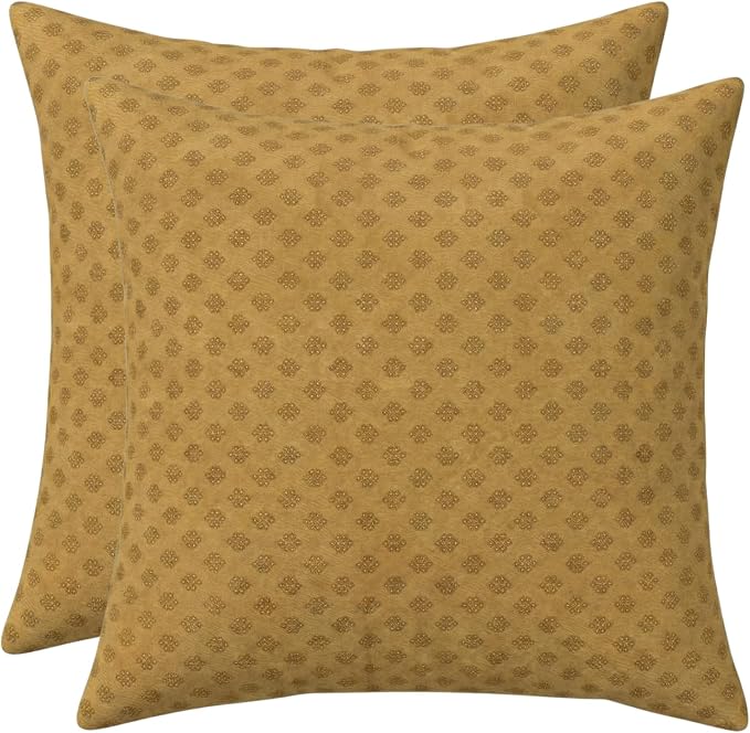 RSH DECOR: Sunbrella Square Throw Pillows Set of 2 | 20" x 20" | Water and Fade-Resistant Performance Fabric | Outdoor Pillow Covers with Down-Alternative Inserts | Made in USA (Trinket Teak)