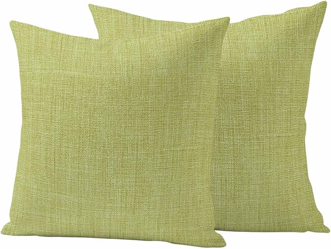 Outdoor Waterproof Throw Pillow Covers Set of 2 Fruit Green Linen Pillowcases 24x24 Inches Farmhouse Pure Color Decorative Pillows Cushion Case Patio Pillows for Couch Bed Chair Garden