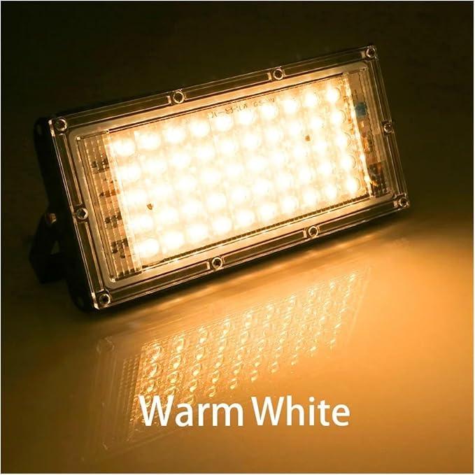 LED Flood Light Spotlight 100W 50W Outdoor Waterproof Reflector Floodlights Street Wall Lamp Garden Lighting(1pcs,Warm White_100W)