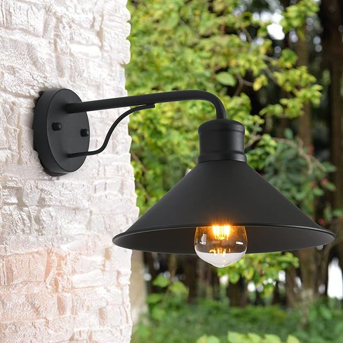 3 Pack Outdoor Wall Lights Wall Mount for House Front Porch Wall Light Fixtures Matte Black Farmhouse Wall Sconce, Classic Barn Lights Outdoor & Indoor-E26 Socket