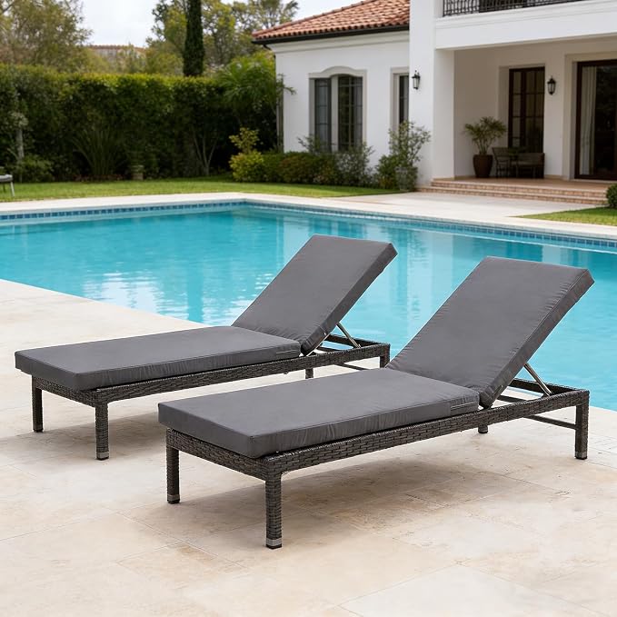 72x21 Inches Chaise Lounge Cushions Outdoor Replacement for Pool Side Waterpoof Patio Lounge Chair Cushions, Gray