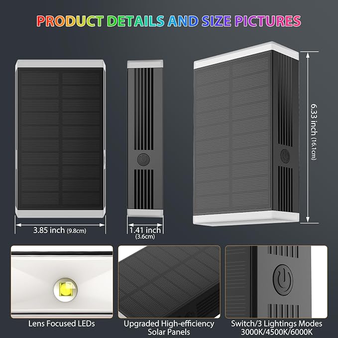Solar Lights Outdoor,8 Lighting Modes Dusk to Dawn Lighting Wall Sconce IP67 Waterproof Up and Down Solar Wall Light Front Door Light for House, Garage, Porch,Doorway,Fence,Festival Decor (6 PACK)