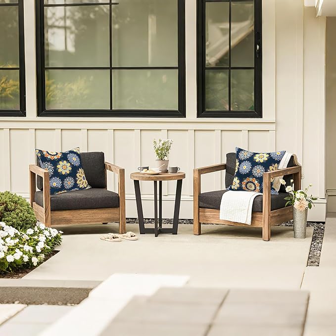LVTXIII Outdoor Throw Pillows 18x18 Patio Waterproof Square Pillows with Piping Fade Resistant Accent Pillow for Spring Summer Garden Decoration, Set of 2, Bloom Medallion‌ Cobalt