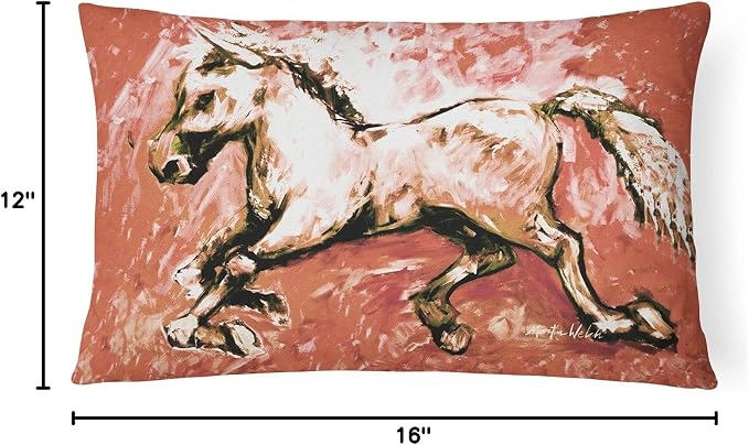 Caroline's Treasures MW1170PW1216 Shadow The Horse in Red Canvas Fabric Decorative Pillow Machine Washable, Indoor Outdoor Decorative Pillow for Couch, Bed or Patio, 12HX16W