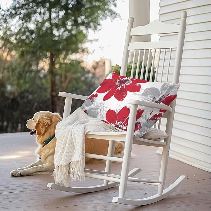 Vandarllin Outdoor Throw Pillows Covers 20x12 inch Set of 2 Waterproof Red Sunflower Decorative Zippered Cushion Covers for Patio Furniture, Flower Field Lumbar Pillowcases