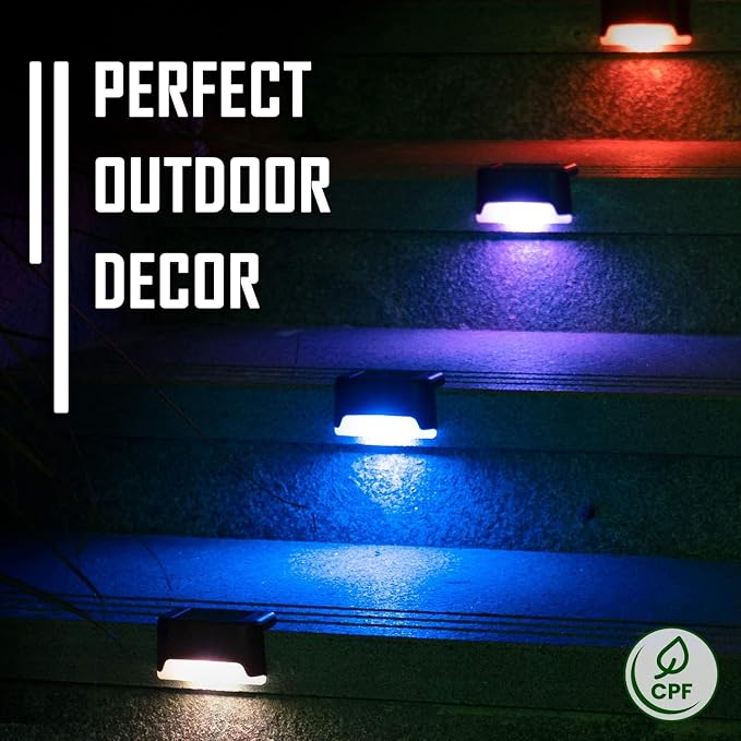 SOLPEX Color Changing Solar Deck Lights, 16 Pack Waterproof LED Lights | Step Lights for Decks,Stairs,Fences,Yards and Patios