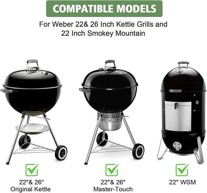 Grill Side Table for Weber Original Kettle 22& 26 inch, for Weber Smokey Mountain 22 Grills, Grill Work Table for Master Touch 22"& 26", Original Kettle Premium 22" 26", Adjustable Height