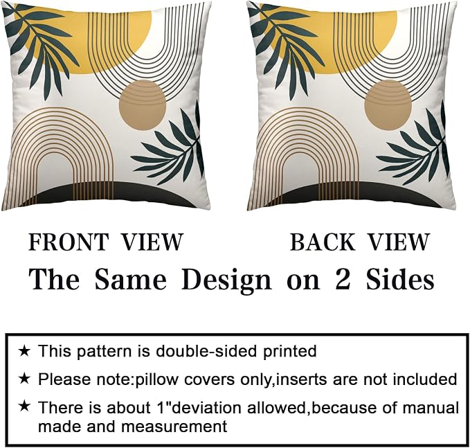 Boho Throw Pillows Covers 24x24 Mid Century Modern Decor Pillow Covers of 2 Pack Geometric Pattern Pillow Case Beige Brown Gold Home Art Decor for Living Room