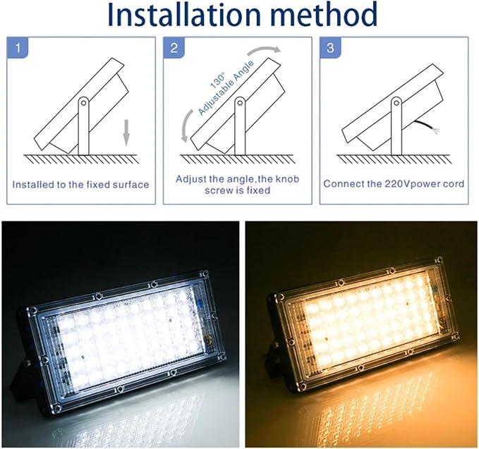 LED Flood Light Spotlight 100W 50W Outdoor Waterproof Reflector Floodlights Street Wall Lamp Garden Lighting(4pcs,Warm White_50W)