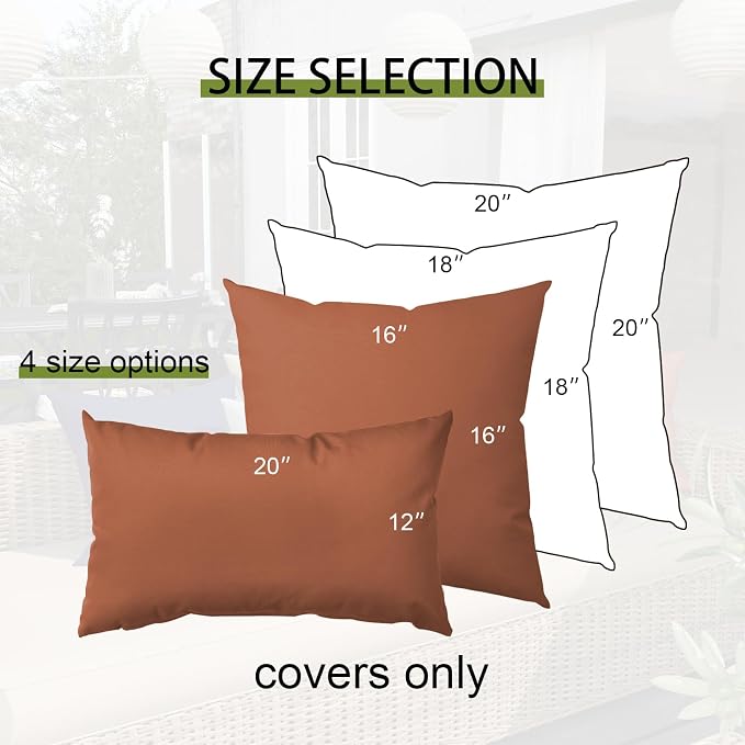 2 Pack Outdoor Decorative Pillow Covers Waterproof for Patio Garden Porch Poolside Sofa Chair Cushions, 18x18 Inch, Red