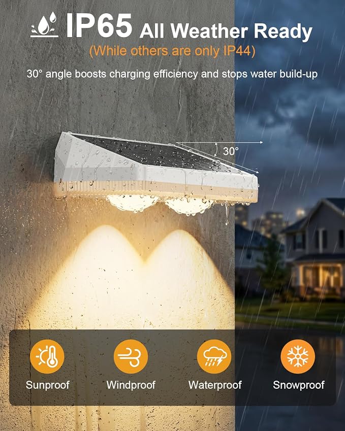 8 Pack Solar Fence Lights Outdoor ,Warm White + RGB 13 Color Mode Fence Lights Solar Powered with Ultra-Bright Lens IP65 Waterproof,Solar Wall Light for Backyard/Step/Patio/Deck/Stair/Railings(White)