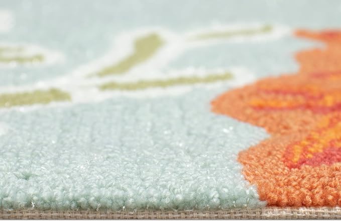 Liora Manne Ravella Indoor/Outdoor Durable Hand-Tufted UV Stabilized Rug- Ocean Scene Aqua 7'6" x 9'6"