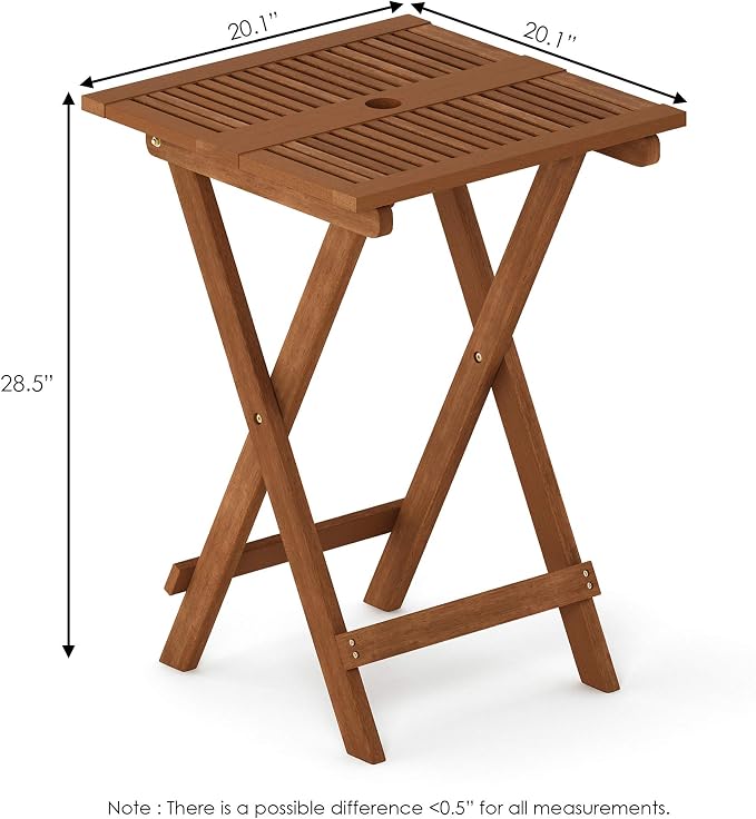 Furinno FG18065 Tioman Hardwood Patio Furniture Folding Table in Teak Oil, Large, Natural