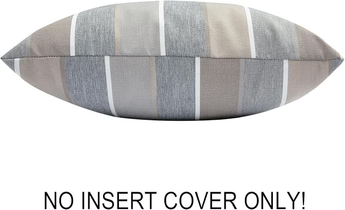 FUNHOME Waterproof Outdoor Throw Pillow Covers Set of 2,Home Decor for Garden Patio Furniture,Couch,Sofa 18 x18 Inch Decorative Pillows Cover Only,NO Insert(Gray Stripe)
