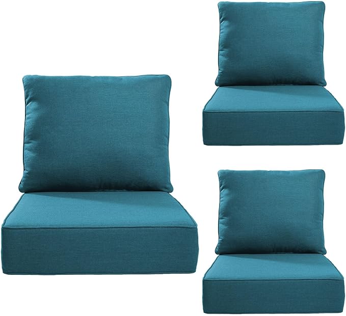 Luxury 24*24*6in Outdoor Patio Cushions, 3 Pieces Malachite Outdoor Cushion | 6in Outdoor Patio Cushions, Water-Resistant, Reversible, Removable Cover, for Patio Chairs Sofa Couch Loveseat