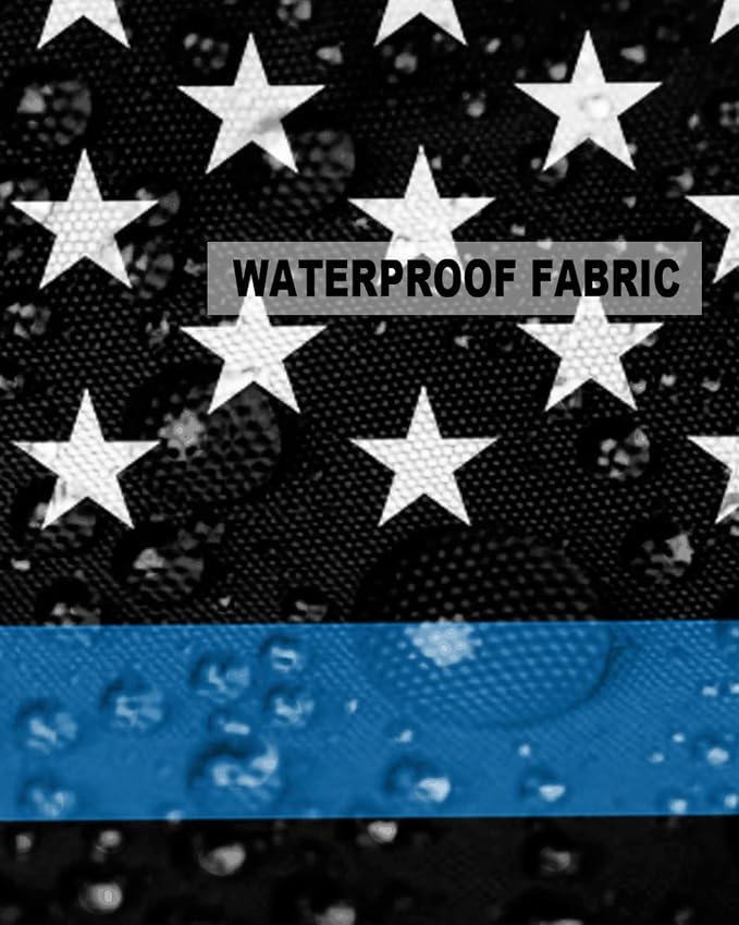 Outdoor Waterproof Pillow Covers Set of 2, Thin Blue Line Flag American Police Flag Honoring Law Enforcement Officers Patio Throw Pillow Covers, Decorative Cushion Case for Sofa Furniture, 18x18 Inch