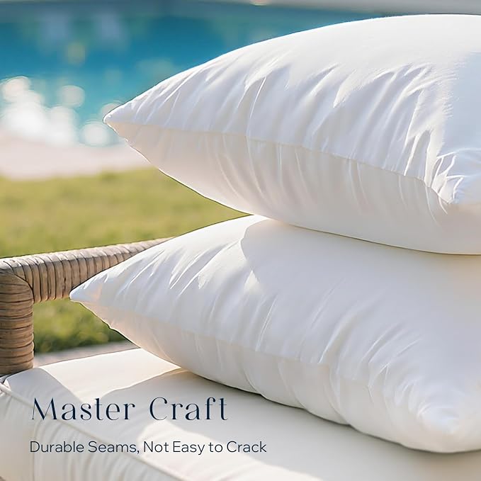 Phantoscope 18x18 Outdoor Pillow Inserts, Waterproof Outdoor Pillows 2-Pack | Water-Resistant Indoor and Outdoor Pillow Inserts, Hypoallergenic Pillow Stuffers for Patio, Porch, Garden, Plush, Supportive