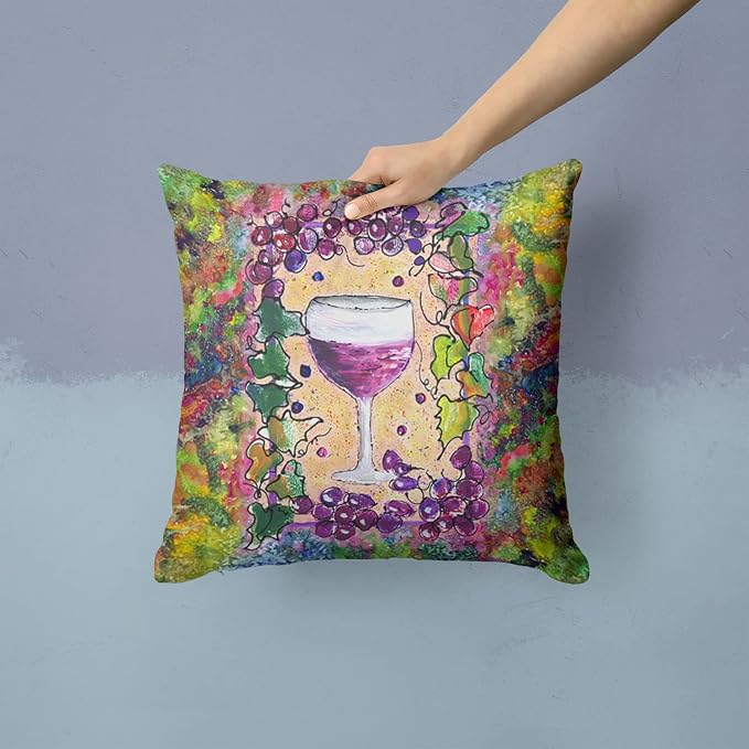 Caroline's Treasures 8616PW1414 Wine Fabric Decorative Pillow Machine Washable, Indoor Outdoor Decorative Pillow for Couch, Bed or Patio, 14Hx14W