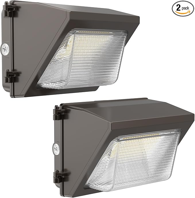 HYPERLITE LED Wall Pack Light 50W 2Packs with Dusk-to-Dawn Photocell,Glass Lens 6750LM LED Wall Packs Outdoor Lighting,Wall Pack Lights Outdoor Led for Yard Barn Parking Lots Warehouse UL Listed