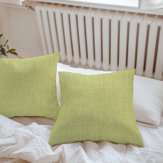 Vandarllin Outdoor Throw Pillows Covers 24x24 inch Set of 2 Waterproof Fruit Green Linen Decorative Zippered Cushion Covers for Patio Furniture, Farmhouse Pure Color Lumbar Pillowcases