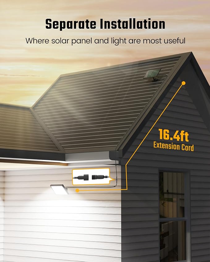 SUPERDANNY Solar Motion Sensor Outdoor Flood Lights with 113 Bright LEDs, Dusk to Dawn Outside Flood Lights with 16ft Cable IP65 Waterproof, Security Light for Garden Barn Porch 1 Pack