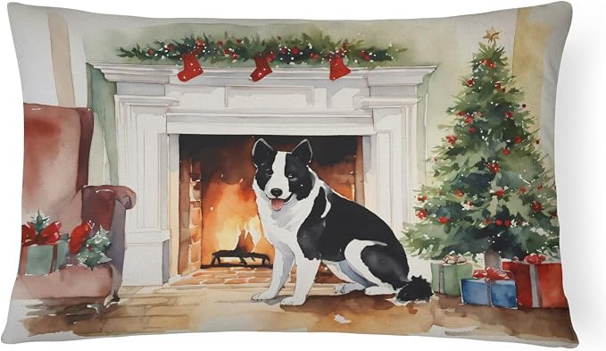 Caroline's Treasures DAC2687PW1216 Karelian Bear Dog Cozy Christmas Throw Pillow Machine Washable, Indoor Outdoor Decorative Pillow for Couch, Bed or Patio, 12HX16W