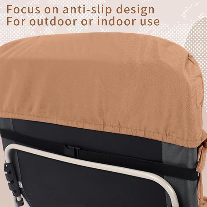 Tudomro Outdoor Chaise Lounge Cushion 66x21x4'' Waterproof & Fade-Resistant Patio Pool Chaise Lounge Cushion Headrest Pillow Tie Replacement Rocking High Back Chair(Camel,1 Pcs)