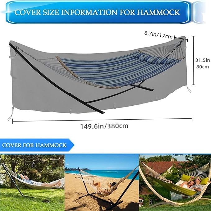 Hammock Cover - Heavy Duty UV Protection - Hammock Stand Protective Cover,for Summer Winter Camping Travel Hiking Climbing Park Beach Patio