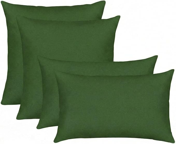RSH DECOR: Outdura Lumbar & Square Pillows Set of 4 | 20" x 12" & 20" x 20" | Water and Fade-Resistant Performance Fabric | Outdoor Throw Pillows | Made in USA (Clover Green)