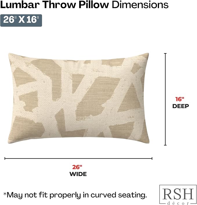 RSH DECOR: Sunbrella Jumbo Lumbar Throw Pillows Set of 4 | 26" x 16" | Indoor Outdoor – Patio, Lounge, Adirondack | Water & Fade-Resistant | Down-Alternative Inserts | Made in USA (Draft Parchment)