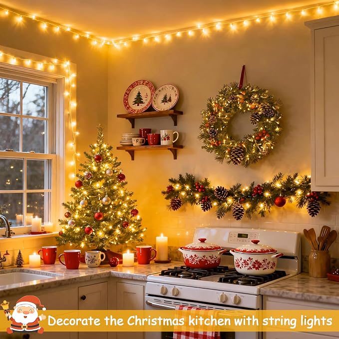 JMEXSUSS 163ft 500 LED Warm White Christmas Lights Indoor Outdoor | 8 Modes Clear Wire Plug-in String Lights Bedroom, 8 Modes Remote Control Christmas Tree Light for Bedroom Tree Classroom