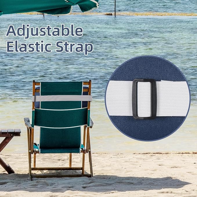 Outdoor Pillow for Chaise Lounge Chair, 4 Pack Chaise Lounge Pillows Water Resistant Head Support Pillow with Adjustable Strap for Patio Garden Pool Beach Chairs, Navy