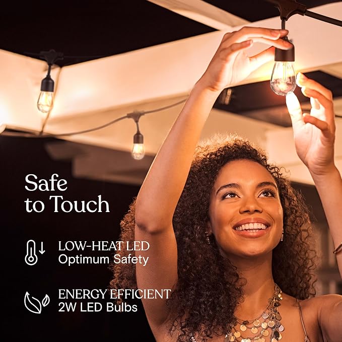Brightech Ambience Pro 105Ft LED String Lights - 2W Commercial Grade Patio Lighting Outdoor Waterproof - Heavy Duty Dimmable Vintage Edison Porch Lights for Outside, Backyard - 34 Bulbs, Soft White