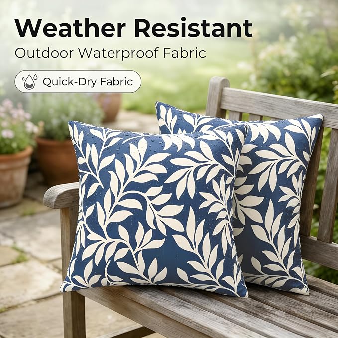 JMGBird Outdoor Patio Pillows Waterproof Pillow Covers with Insert Included | 18×18 Outdoor Throw Pillow waterproof Outdoor Pillow covers farmhouse throw pillows for outdoor furniture