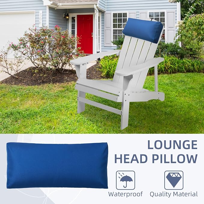 Chaise Lounge Head Pillow, 2 Pack Outdoor Patio Pillows with Adjustable Strap, Lounge Head Resting Pillow for Recliner Beach Pool Lounger Office Chair，Water Resistant Royal Blue