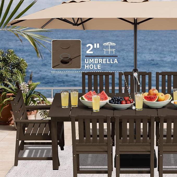AreShark Patio Dining Chair Set of 2,All Weather HDPE Outdoor Dining Armless Chairs with Wide Seat and Backrest,Weatherproof Patio Chairs for Garden,Backyard,Deck,Coffee